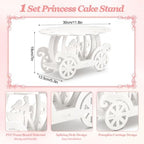 12" Princess Cake Stand White Carriage Cake Stand 3D PVC Cake Decorations with Prince and Princess Themed Holder, alternate