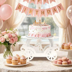 12" Princess Cake Stand White Carriage Cake Stand 3D PVC Cake Decorations with Prince and Princess Themed Holder, alternate