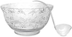 12-Quart (3-Gallon) Clear Plastic Punch Bowl with Ladle - Hard Plastic Embossed Floral Design - Large Punch Bowl