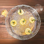 12-Quart (3-Gallon) Clear Plastic Punch Bowl with Ladle - Hard Plastic Embossed Floral Design - Large Punch Bowl, alternate