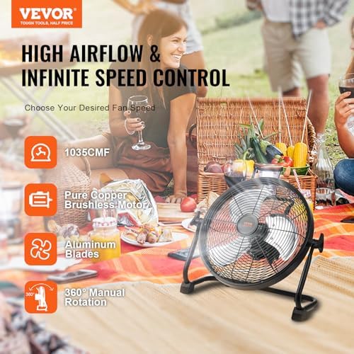 12'' Rechargeable Floor Fan, Portable Quiet Personal Fan for Home or Office, 360 Degree Manual Pivoting Head, alternate view