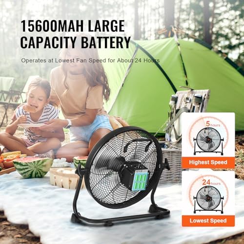 12'' Rechargeable Floor Fan, Portable Quiet Personal Fan for Home or Office, 360 Degree Manual Pivoting Head, alternate view