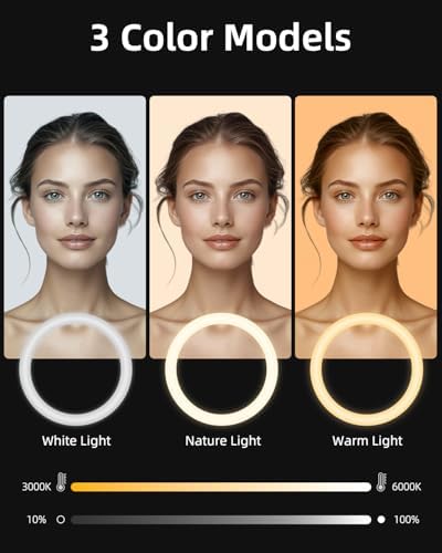 12" Ring Light with 63" extendable Tripod Stand, Selfie RingLight with Phone Holder and Selfie Remote, 2-in-1, alternate view