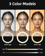 12" Ring Light with 63" extendable Tripod Stand, Selfie RingLight with Phone Holder and Selfie Remote, 2-in-1, alternate view