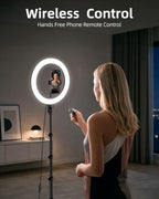 12" Ring Light with 63" extendable Tripod Stand, Selfie RingLight with Phone Holder and Selfie Remote, 2-in-1, alternate view