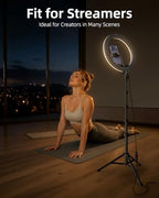 12" Ring Light with 63" extendable Tripod Stand, Selfie RingLight with Phone Holder and Selfie Remote, 2-in-1, alternate view