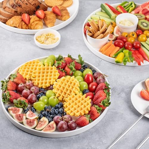 12" Round Serving Platters Set of 3 - White Porcelain Serving Trays for Food, Appetizer, Charcuterie, Snack, alternate view 5