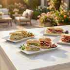 12" Serving Platters Set of 4, White Rectangular Plates, Ceramic Serving Tray, Stackable Large Party Plates for, alternate