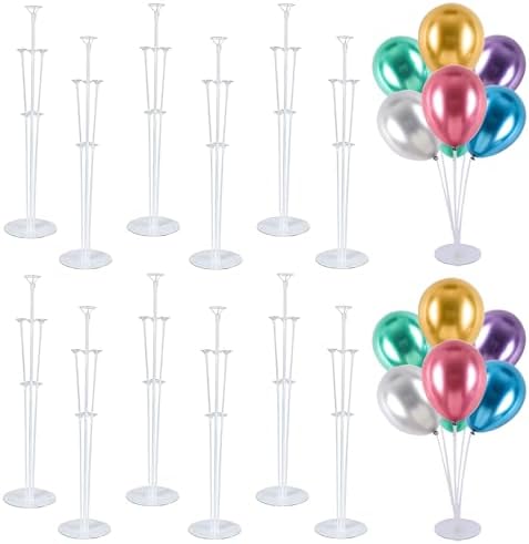 12 Set Balloon Stand Kit - Balloon Sticks With Base for Table Balloon Centerpiece Decorations for Birthday