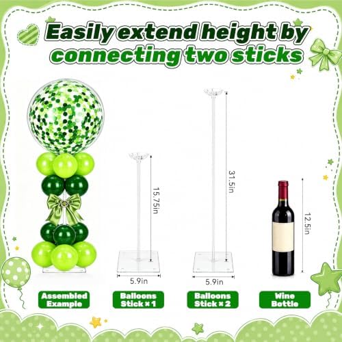 12 Set Balloon Stands for Table Clear 15.75 in Adjustable, alternate view 3