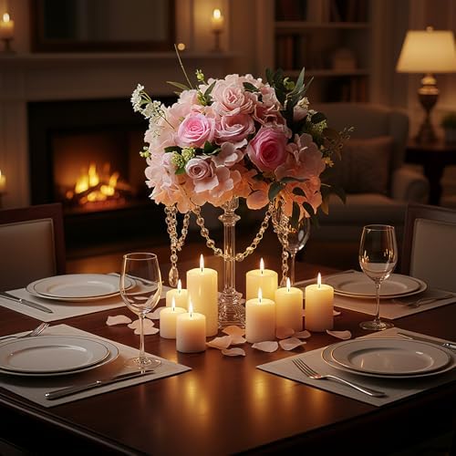 12 Set Glass Flower Stands with 12 Crystal Strings 72 Beads in Clear, alternate view 2