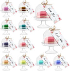 12 Set Plastic Mini Cake Stand with Dome Lid Clear Dessert Tray in Clear, White