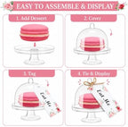 12 Set Plastic Mini Cake Stand with Dome Lid Clear Dessert Tray in Clear, White, alternate view 4