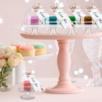 12 Set Plastic Mini Cake Stand with Dome Lid Clear Dessert Tray in Clear, White, alternate view 6
