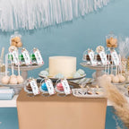12 Set Plastic Mini Cake Stand with Dome Lid Clear Dessert Tray in Clear, White, alternate view 7
