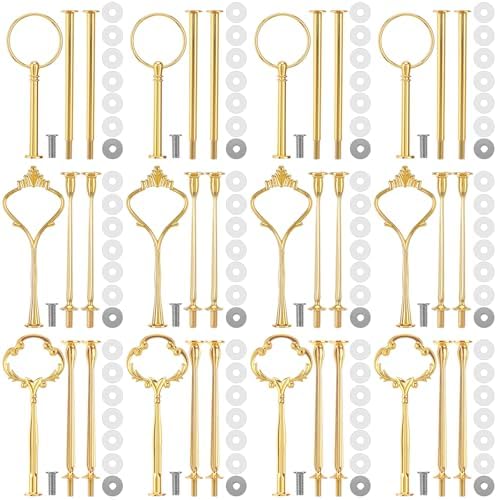 12 Sets 3 Tiered Tray Hardware Kit, Cute, Gold in Gold