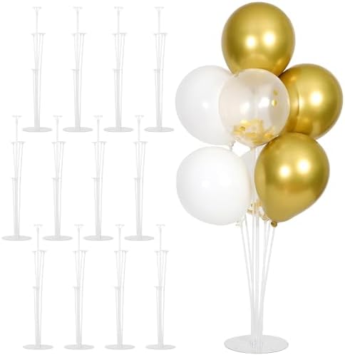 12 Sets Balloon Stand Kit, Balloon Sticks Holder with Base Birthday Wedding Graduation Party Decortaions Table