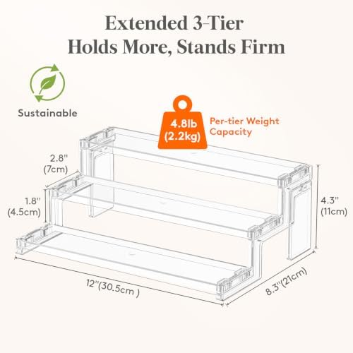 12′′ Spice Rack, Perfume Cologne Stand, Tool-Free Assembly, 1 Pcs in Clear, alternate view 2