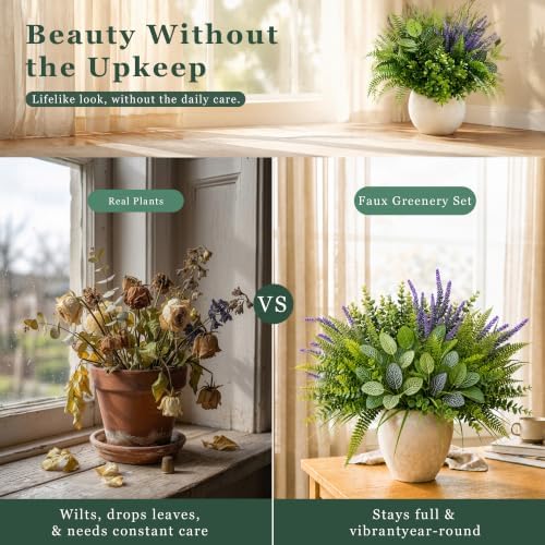 12 Stems Faux Eucalyptus Outdoor Artificial Greenery for Planters in Green, alternate view 5