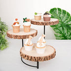 12" Tall | 3-Tier Wood Slice Cheese Board, Cupcake Stand, Half Moon Rustic Centerpiece, alternate view 3