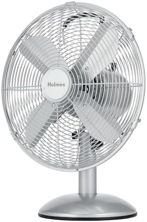 12" Vintage Metal Table Fan 3-Speed Brushed Chrome Finish