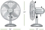 12" Vintage Metal Table Fan 3-Speed Brushed Chrome Finish, alternate view 2