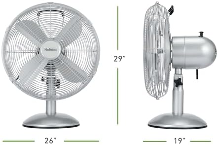 12" Vintage Metal Table Fan 3-Speed Brushed Chrome Finish, alternate view 2