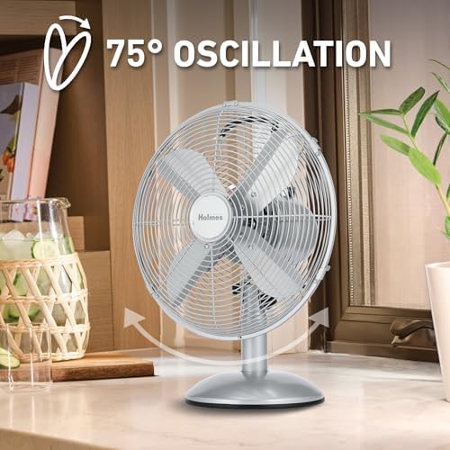 12" Vintage Metal Table Fan 3-Speed Brushed Chrome Finish, alternate view 6