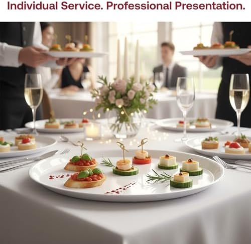 12" White Catering Trays with Clear Dome Lids, 25 Sets Heavy Duty Disposable Serving Platters, 12 Inch Round, alternate view