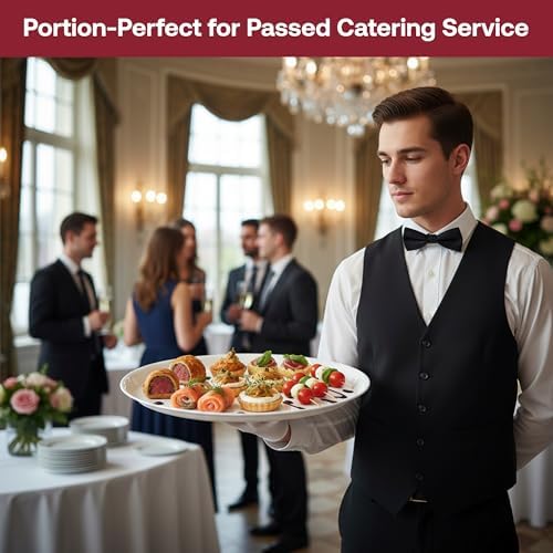 12" White Catering Trays with Clear Dome Lids, 25 Sets Heavy Duty Disposable Serving Platters, 12 Inch Round, alternate view