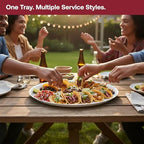12" White Catering Trays with Clear Dome Lids, 25 Sets Heavy Duty Disposable Serving Platters, 12 Inch Round, alternate view