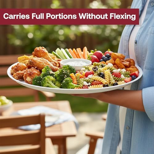 12" White Catering Trays with Clear Dome Lids, 25 Sets Heavy Duty Disposable Serving Platters, 12 Inch Round, alternate view