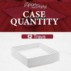 12 White Square with Groove Rim Plastic Serving Trays 16" x 16" Plastic Tray Food Catering Supplies in 16" in, alternate view