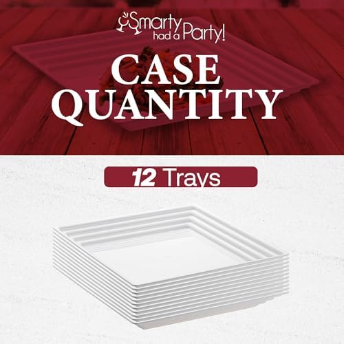 12 White Square with Groove Rim Plastic Serving Trays 16" x 16" Plastic Tray Food Catering Supplies in 16" in, alternate view