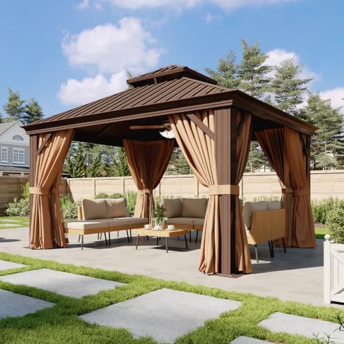 12' X 12' Hardtop Gazebo with Drainage, Aluminum Outdoor Gazebos