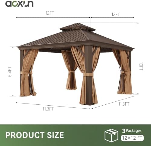 12' X 12' Hardtop Gazebo with Drainage, Aluminum Outdoor Gazebos, alternate view 2