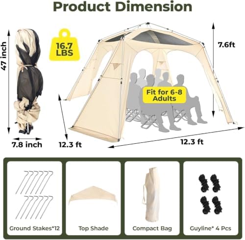 12' x 12' Pop Up Gazebo with 4 Polyester Side Curtains, Instant Canopy, Waterproof & UV Protection, Privacy, alternate view 2
