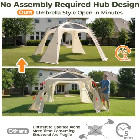 12' x 12' Pop Up Gazebo with 4 Polyester Side Curtains, Instant Canopy, Waterproof & UV Protection, Privacy, alternate view 3