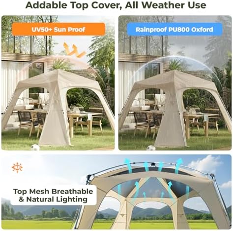 12' x 12' Pop Up Gazebo with 4 Polyester Side Curtains, Instant Canopy, Waterproof & UV Protection, Privacy, alternate view 5