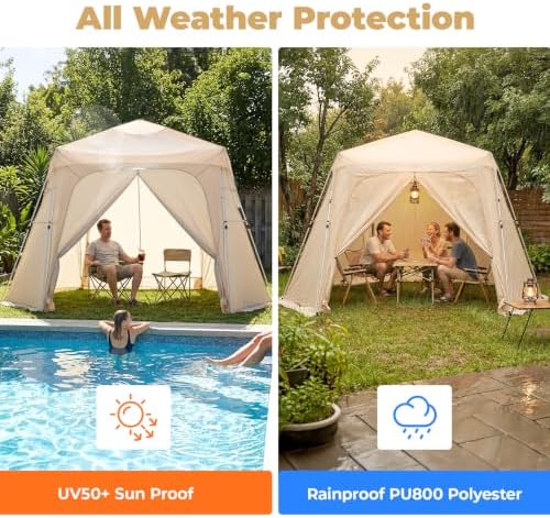 12' x 12' Pop Up Gazebo with 4 Polyester Side Curtains, Instant Canopy, Waterproof & UV Protection, Privacy, alternate view 6