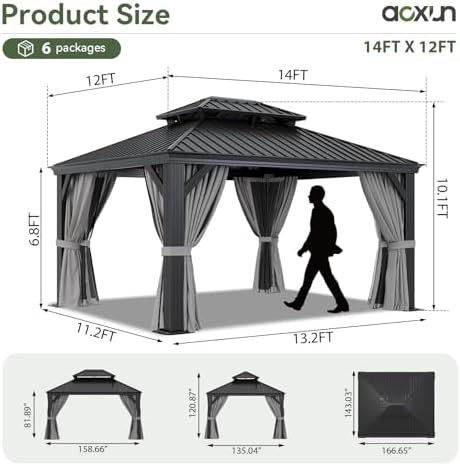 12' X 14' Hardtop Gazebo with Drainage, Aluminum Outdoor Gazebos, alternate view 2