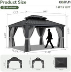 12' X 14' Hardtop Gazebo with Drainage, Aluminum Outdoor Gazebos, alternate view 2