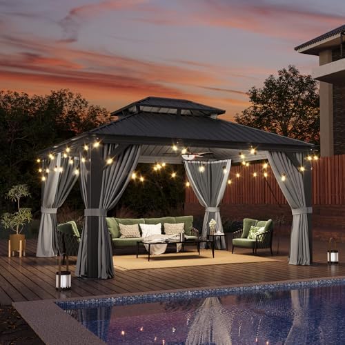 12' X 14' Hardtop Gazebo with Drainage, Aluminum Outdoor Gazebos, alternate view 3