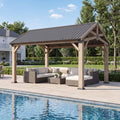 12' x 14' Hardtop Wood Gazebo with Galvanized Steel Gable Roof