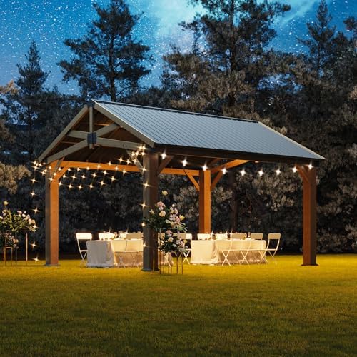 12' x 14' Hardtop Wood Gazebo with Galvanized Steel Gable Roof, alternate view 2