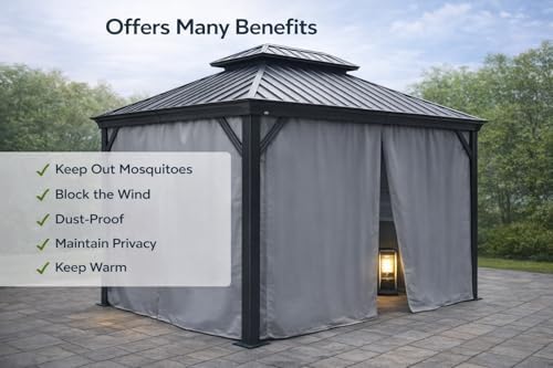 12' x 14' Outdoor Gazebo Privacy Curtain Sidewall, alternate view 4