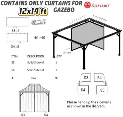 12' x 14' Outdoor Gazebo Privacy Curtain Sidewall, alternate view 5