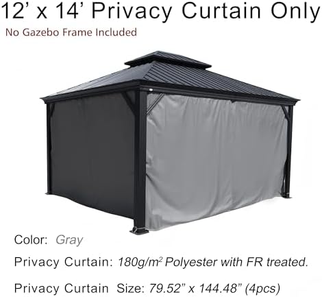 12' x 14' Outdoor Gazebo Privacy Curtain Sidewall, alternate view 6