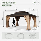 12' x 16' Cedar Wood Gazebo with Polycarbonate Double Roof, Natural, alternate view 2