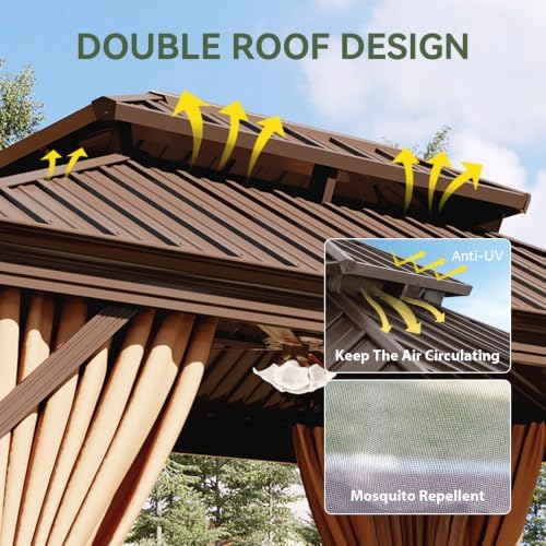 12' X 16' Hardtop Gazebo with Drainage, Aluminum Outdoor Gazebos, alternate view 4